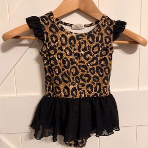 Leotard Leopard Print with build in skirt Girls Size 4